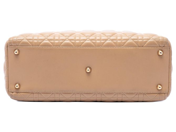 Dior Beige Large Lambskin Cannage Lady Dior - vista 3
