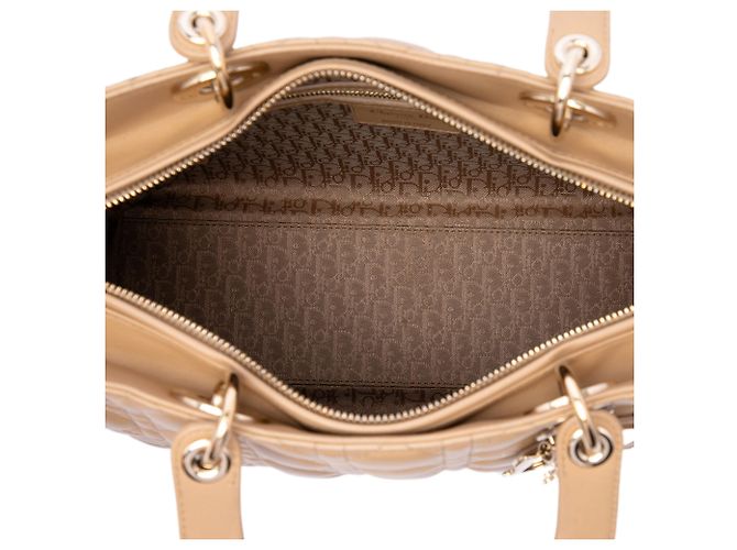 Dior Beige Large Lambskin Cannage Lady Dior - vista 4