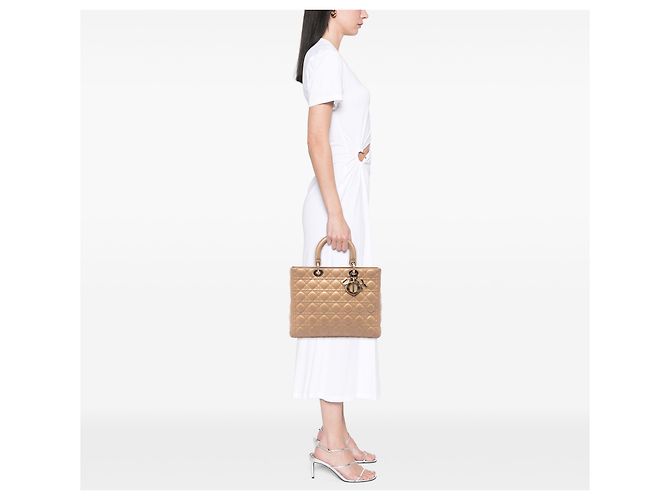 Dior Beige Large Lambskin Cannage Lady Dior - vista 6