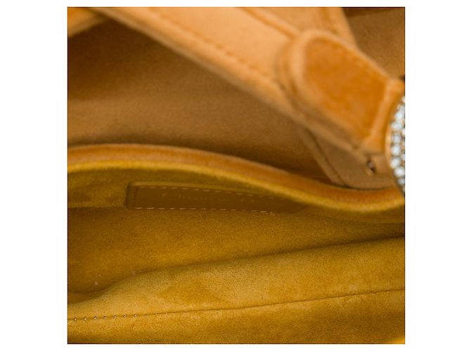 Dior Mini Saddle Bag aus braunem Samt mit Kristall-Details - Ansicht 4