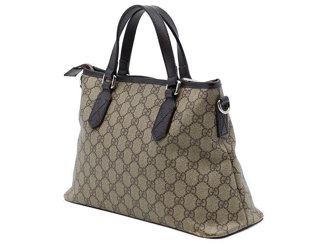Borsa Tote Gucci Beige GG Supreme con cerniera - vista 2