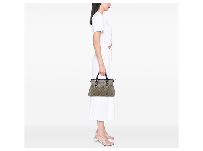 Borsa Tote Gucci Beige GG Supreme con cerniera - vista 7