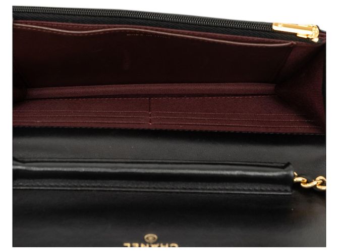 Chanel Wallet On Chain aus schwarzem gestepptem Lammleder CC - Ansicht 4