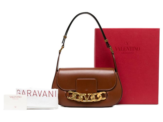 Borsa a tracolla Vlogo in pelle marrone Medium Valentino - vista 6