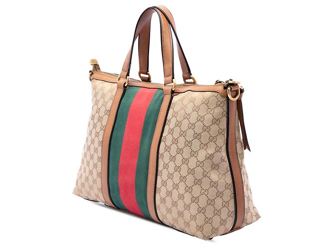 Borsa a mano Gucci Rania Medium GG Canvas Web Beige con manico superiore - vista 2