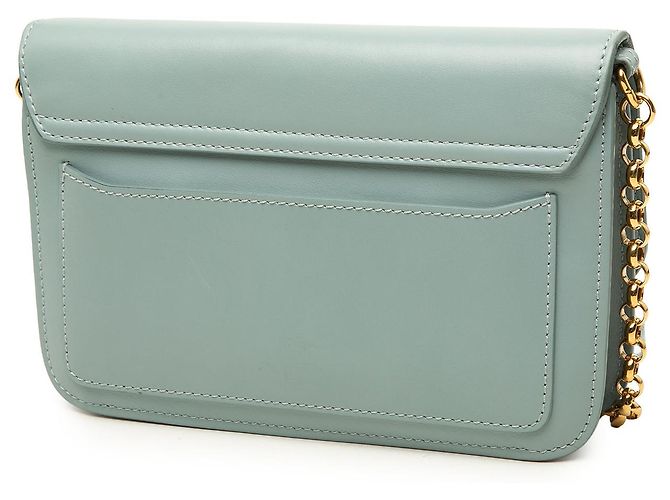 Clutch C con catena Chloé in pelle di vitello e camoscio blu - vista 2