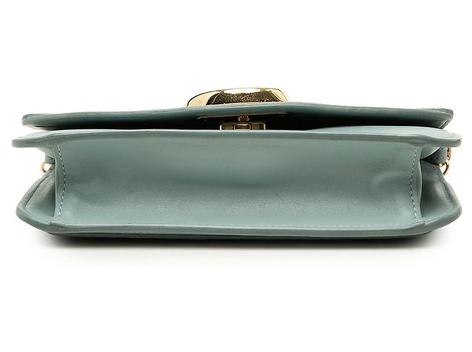 Clutch C con catena Chloé in pelle di vitello e camoscio blu - vista 3