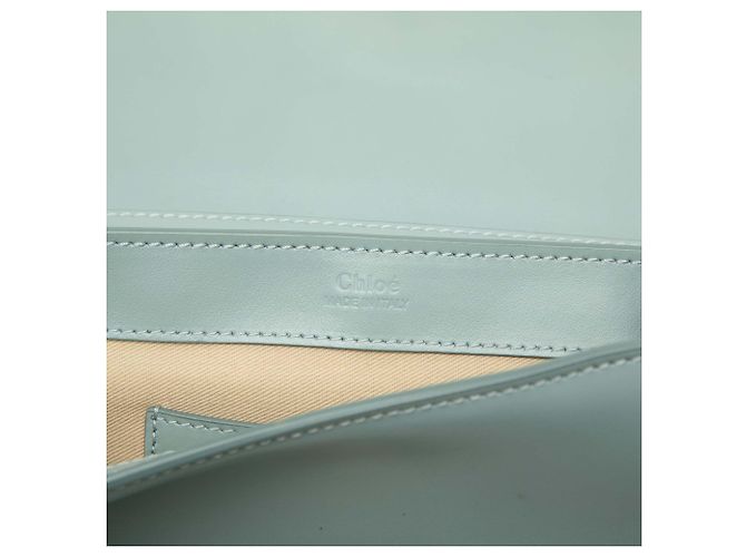 Clutch C con catena Chloé in pelle di vitello e camoscio blu - vista 5