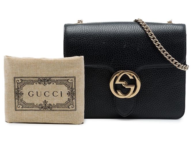 Gucci Borsa a tracolla Interlocking G in pelle di vitello Dollar Small Nera - vista 7