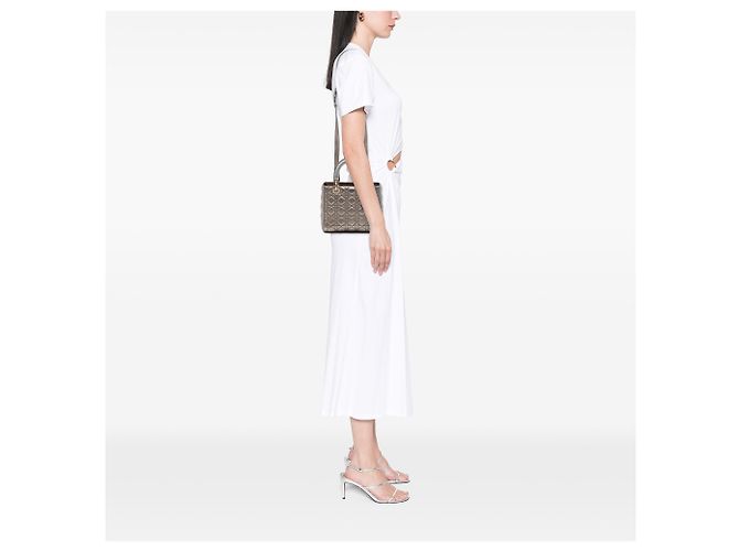 Dior Silver Medium Metallic Lambskin Cannage Lady Dior - vista 6