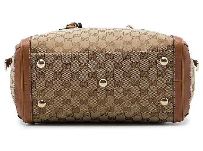 Borsa Satchel Gucci Beige Medium GG Canvas con charm - vista 3