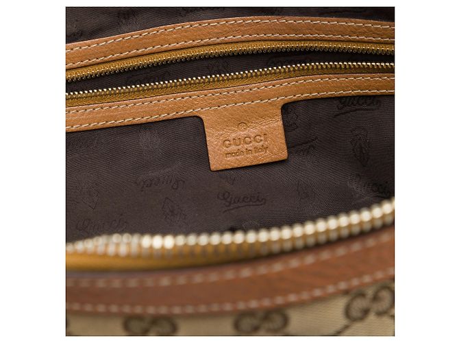 Borsa Satchel Gucci Beige Medium GG Canvas con charm - vista 5