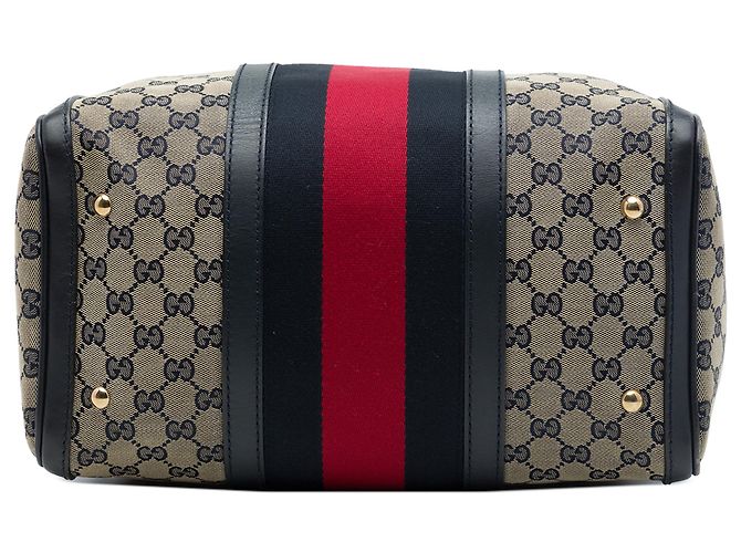 Borsa Boston Gucci Beige Medium GG Canvas Web Joy - vista 3