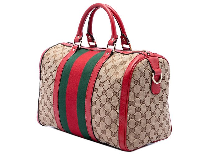 Borsa Boston Gucci Beige Medium GG Canvas Web Joy - vista 2