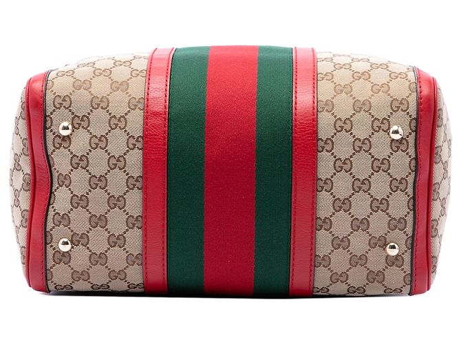 Borsa Boston Gucci Beige Medium GG Canvas Web Joy - vista 3