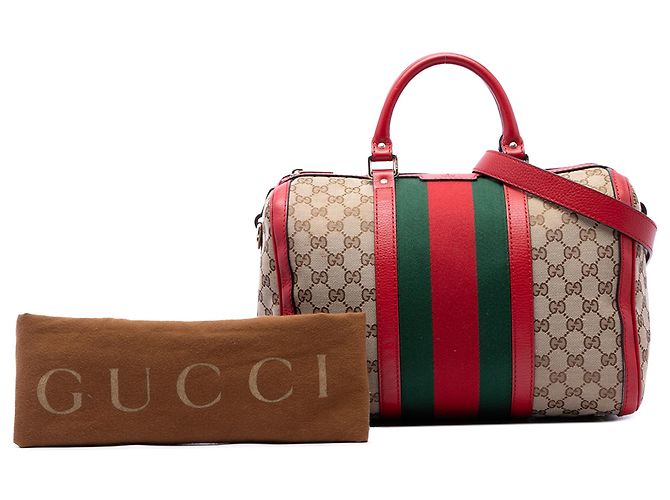 Borsa Boston Gucci Beige Medium GG Canvas Web Joy - vista 7