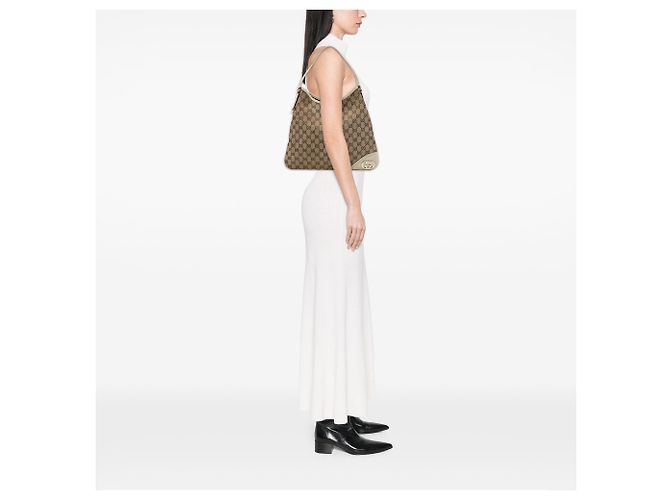 Gucci New Britt Hobo in canvas GG beige - vista 6