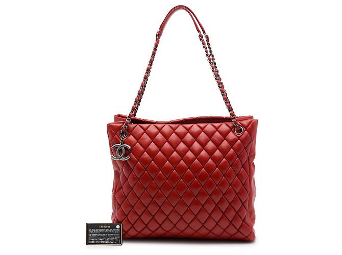 Chanel Red Large Quilted Lambskin New Bubble Tote - vista 7