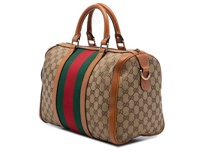 Borsa Boston Gucci Beige Medium GG Canvas Web Joy - vista 2