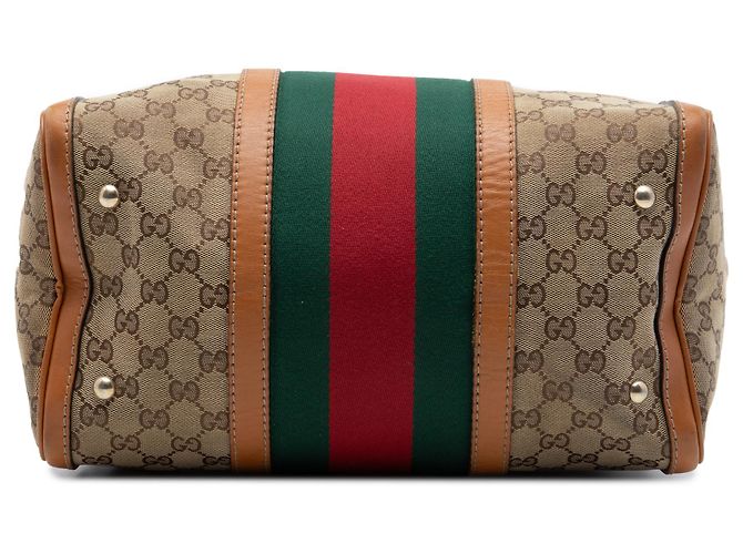 Borsa Boston Gucci Beige Medium GG Canvas Web Joy - vista 3