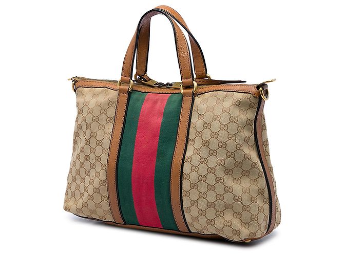 Borsa a mano Gucci Rania Medium GG Canvas Web Beige con manico superiore - vista 2