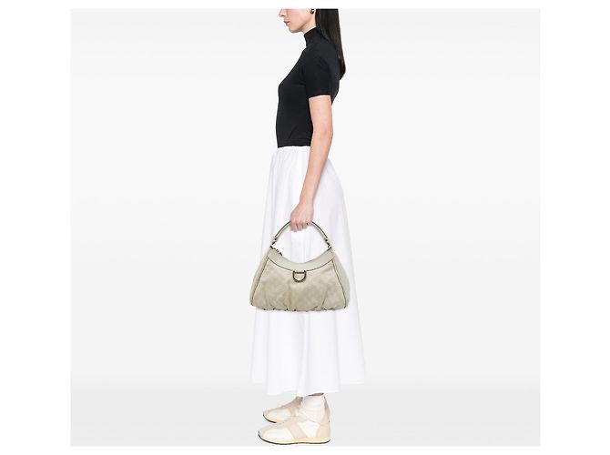 Borsa a tracolla Gucci White Guccissima Abbey D Ring - vista 6