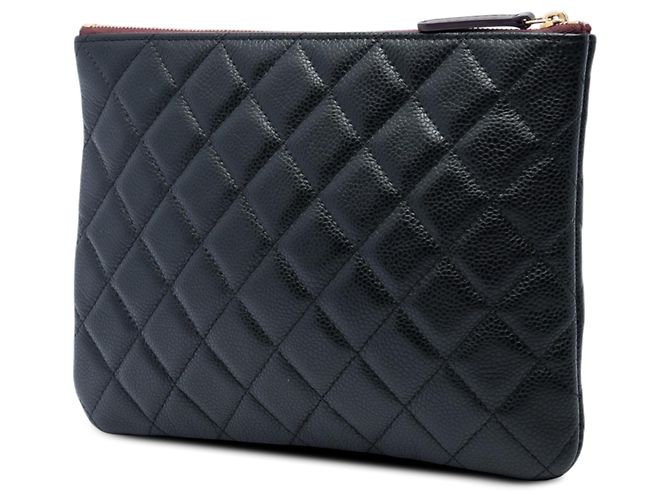 Clutch Chanel Black Small Quilted Caviar O Case - vista 2