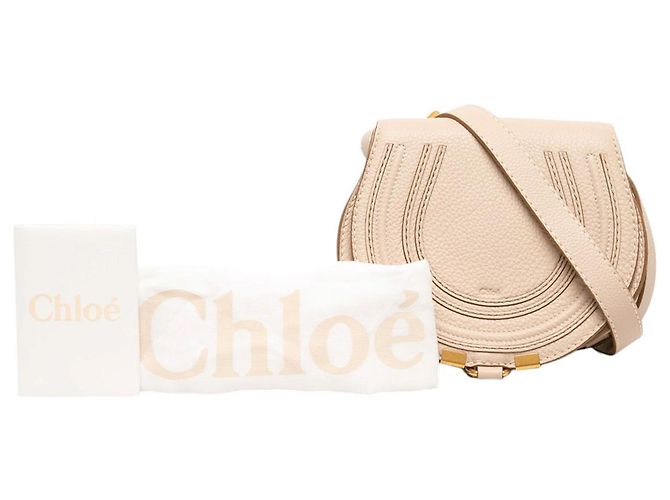 Chloé Marcie Saddle Crossbody in pelle grana Small Marrone - vista 6
