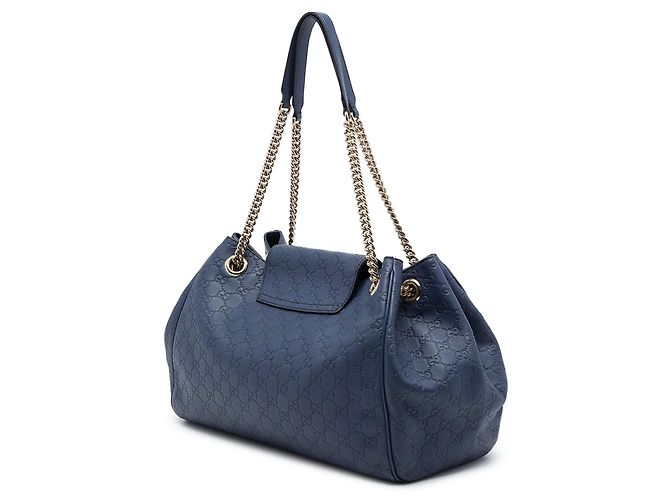 Borsa Tote Gucci Emily Large Guccissima Blu - vista 2