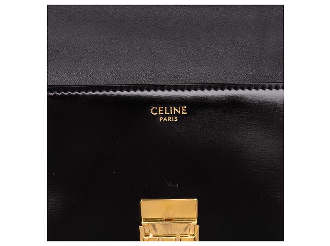 Céline Borsa a tracolla Celine Claude in pelle di vitello lucida nera con Triomphe - vista 5