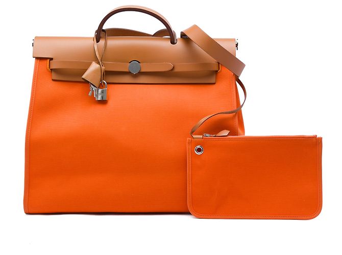 Hermès Orange Toile Herbag Zip 39 - vista 6