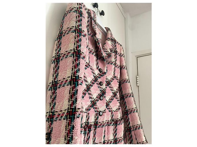 Chanel Set Giacca e Gonna Tweed Rosa a Quadri 1994 - vista 3