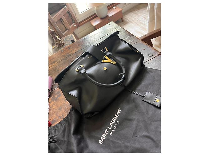 Autre Marque Saint Laurent CHYC Cabas Shopper Schwarz Leder - Ansicht 5