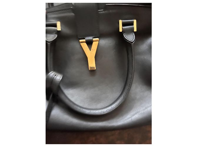Autre Marque Saint Laurent CHYC Cabas Shopper Schwarz Leder - Ansicht 7