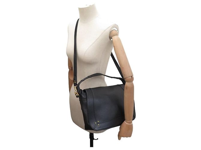 NUOVA BORSA A MANO JEROME DREYFUSS PEPITO M IN PELLE NERA BORSA A TRACCOLLA PURSE - vista 7