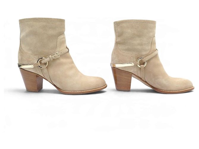 NEU CHRISTIAN DIOR ETRIER LOW BOOTS 36.5 BEIGE VELOURS - Ansicht 3