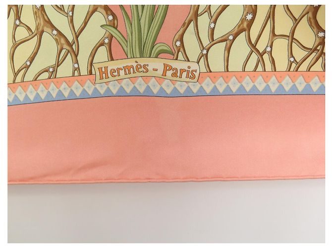 Hermès FOULARD HERMES AXIS MUNDI CHRISTINE HENRY SETA ROSA CARRE 90 CM - vista 12