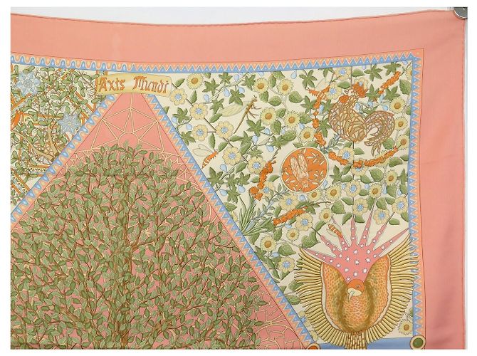 Hermès FOULARD HERMES AXIS MUNDI CHRISTINE HENRY SETA ROSA CARRE 90 CM - vista 3