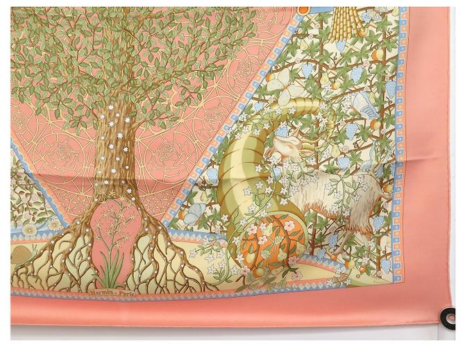 Hermès FOULARD HERMES AXIS MUNDI CHRISTINE HENRY SETA ROSA CARRE 90 CM - vista 4