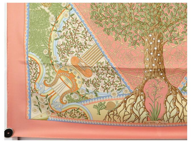 Hermès FOULARD HERMES AXIS MUNDI CHRISTINE HENRY SETA ROSA CARRE 90 CM - vista 5