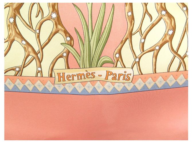 Hermès FOULARD HERMES AXIS MUNDI CHRISTINE HENRY SETA ROSA CARRE 90 CM - vista 6