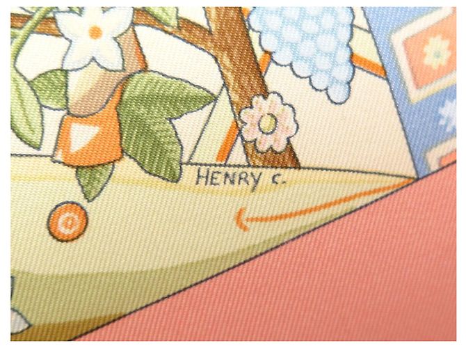 Hermès FOULARD HERMES AXIS MUNDI CHRISTINE HENRY SETA ROSA CARRE 90 CM - vista 9