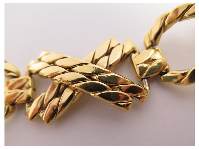 Céline BRACCIALE VINTAGE CELINE DORATO MAGLIE ARTICOLATE INTRECCIATE CATENA GOURMETTE BANGLE - vista 14
