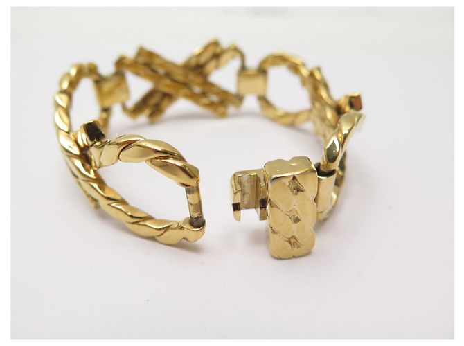 Céline BRACCIALE VINTAGE CELINE DORATO MAGLIE ARTICOLATE INTRECCIATE CATENA GOURMETTE BANGLE - vista 16