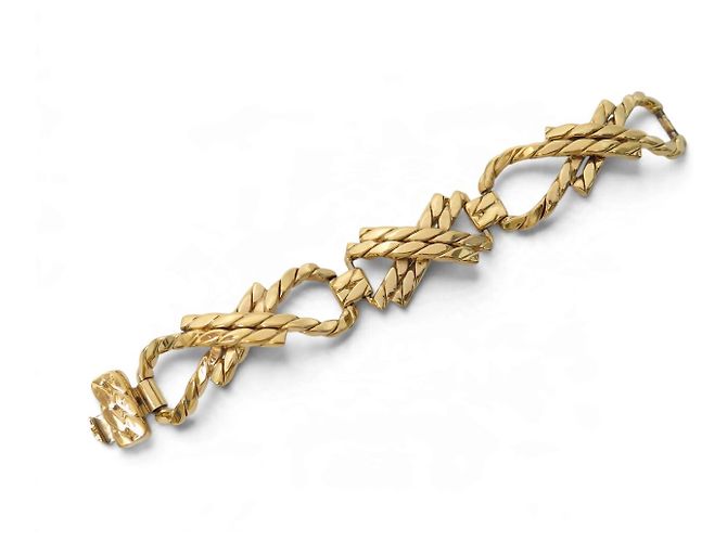 Céline BRACCIALE VINTAGE CELINE DORATO MAGLIE ARTICOLATE INTRECCIATE CATENA GOURMETTE BANGLE - vista 6
