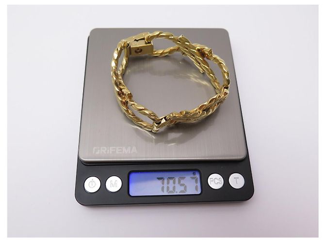 Céline BRACCIALE VINTAGE CELINE DORATO MAGLIE ARTICOLATE INTRECCIATE CATENA GOURMETTE BANGLE - vista 9