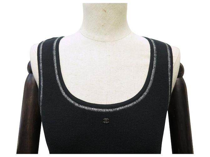 NUOVO TOP CHANEL NERO 38 M LOGO CC IN COTONE E CASHMERE - vista 2