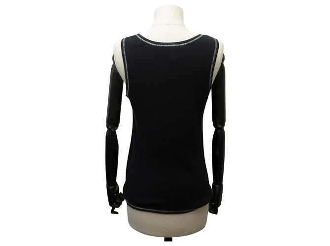 NUOVO TOP CHANEL NERO 38 M LOGO CC IN COTONE E CASHMERE - vista 3