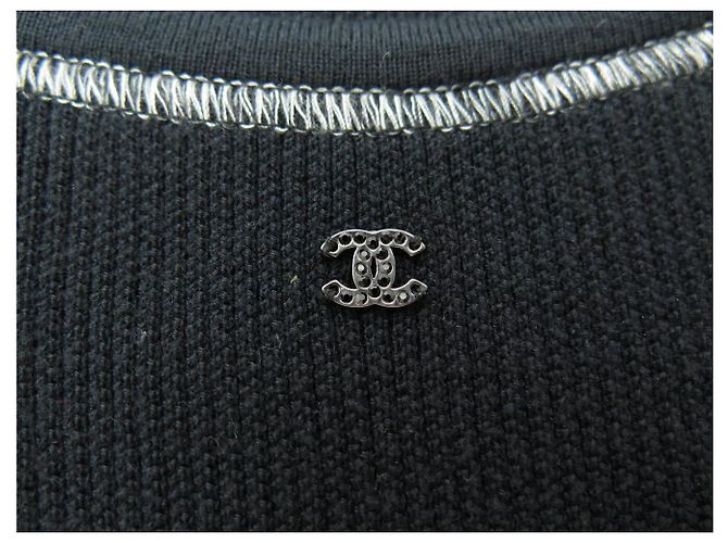 NUOVO TOP CHANEL NERO 38 M LOGO CC IN COTONE E CASHMERE - vista 9