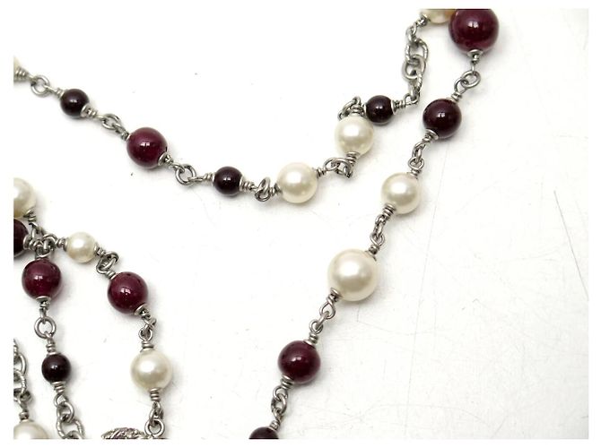 NEU CHANEL SAUTOIR COLLIER BORDEAUX PERLMUTTER CC LOGO STRASS - Ansicht 5
